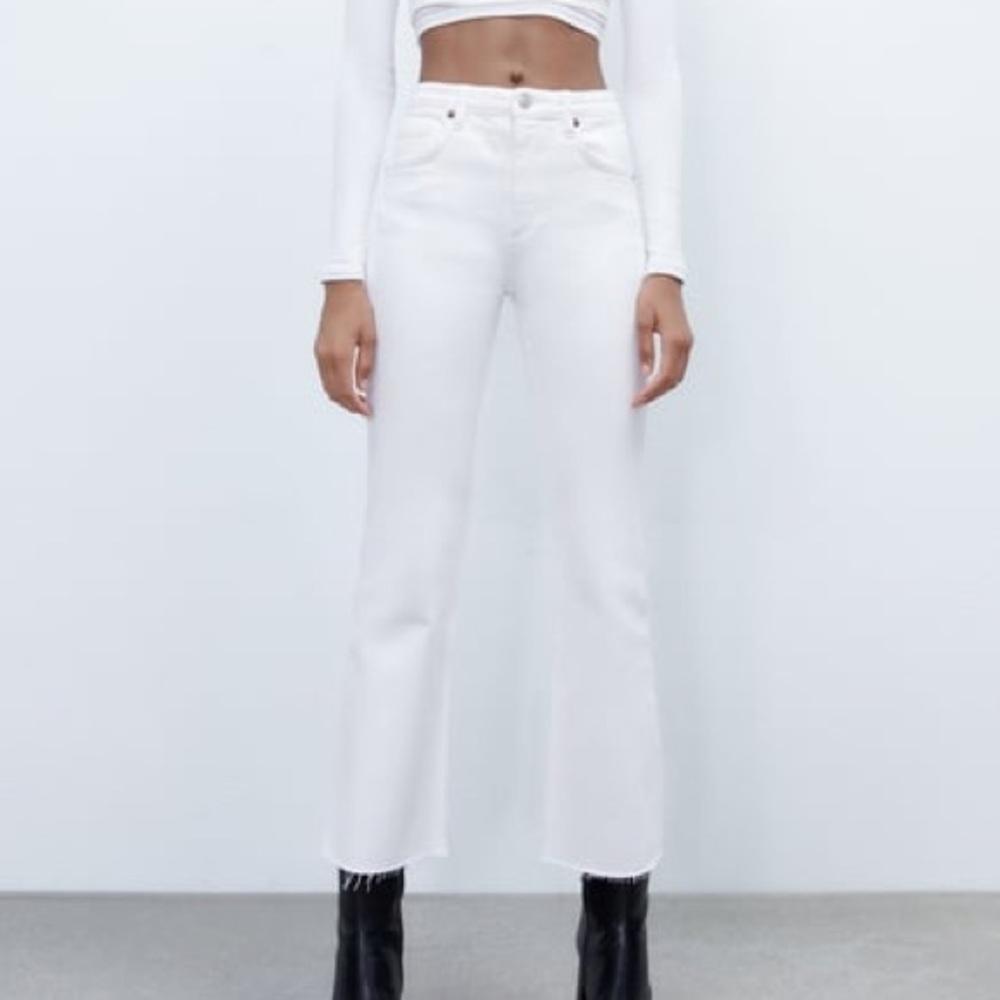Zara white mini flare jeans